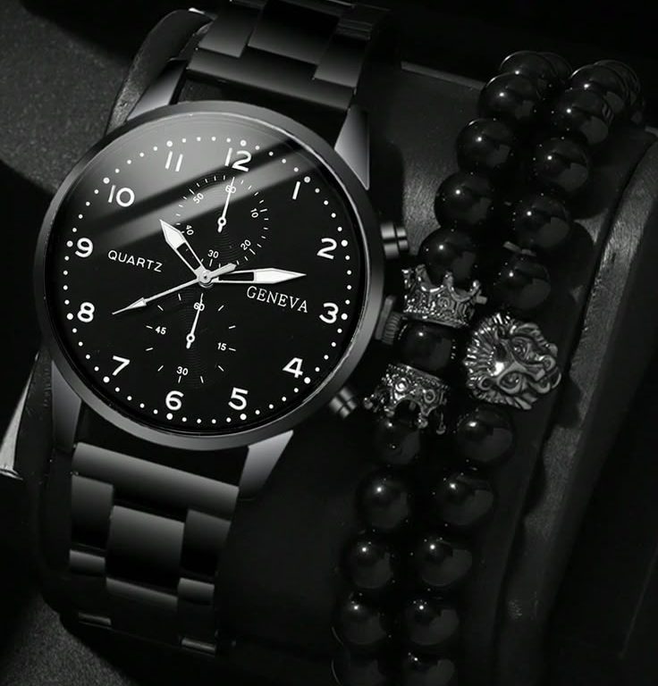 3 قطع ساعة رجالية كوارتز عصرية وعملية، قرص دائري،…